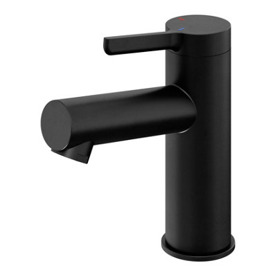 Goodhome Maza Medium Matt Black Round Basin Mixer Tap
