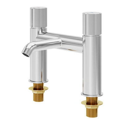 Goodhome Levanna Gloss Chrome Effect Deck-Mounted Manual Double Bath Filler Tap