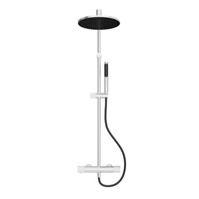 Goodhome Levanna Chrome Effect Wall-Mounted Thermostatic Mixer Multi Head Shower With 2 Heads & 1.5M Hose Length