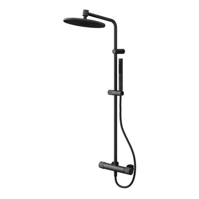 Goodhome Levanna Matt Black Wall-Mounted Thermostatic Multi Head Shower With 2 Heads & 1.5M Hose Length