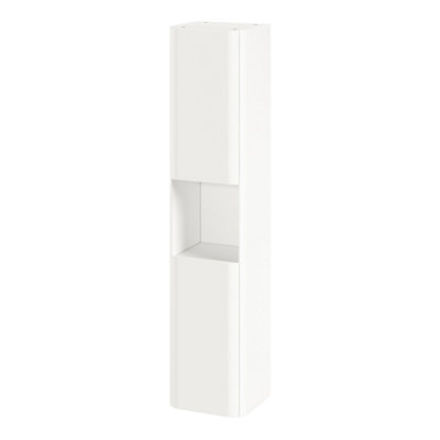 Goodhome Nevado Tall Matt White Double Bathroom Column Cabinet (H)160Cm (W)35Cm