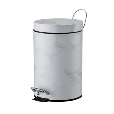 Goodhome Elland Marble Effect Metal Bathroom Bin - 3L