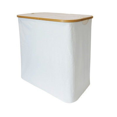 Goodhome Cervia Beige Bamboo & Cotton Medium Laundry Basket, 106L