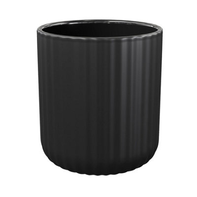 Goodhome Rawa Matt Black Ribbed Effect Ceramic Tumbler