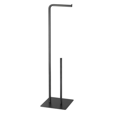 Goodhome Elland Matt Black Freestanding Toilet Roll Holder Stand (H)700Mm (W)190Mm