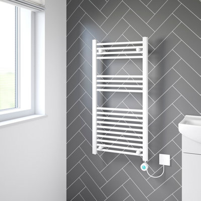 Flomasta Galene White Electric Flat Towel Warmer (W)500Mm X (H)1000Mm