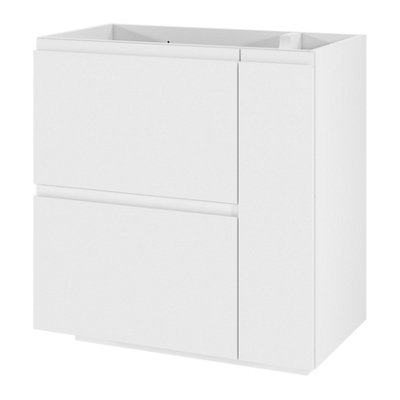 Goodhome Levanna Matt White Freestanding Bathroom Cabinet (H) 850Mm (W) 800Mm