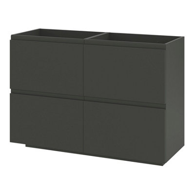 Goodhome Levanna Wide Matt Grey Double Freestanding Bathroom Cabinet (H) 850Mm (W) 1200Mm