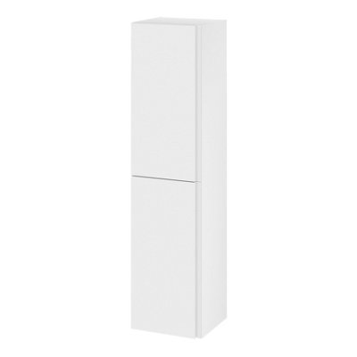 Goodhome Levanna Tall Deep Matt White Double Bathroom Column Cabinet (H)160Cm (W)40Cm