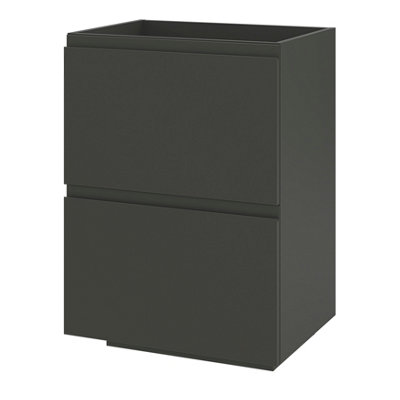 Goodhome Levanna Matt Grey Double Freestanding Bathroom Cabinet (H) 850Mm (W) 600Mm