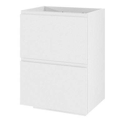 Goodhome Levanna Matt White Double Freestanding Bathroom Cabinet (H) 850Mm (W) 600Mm