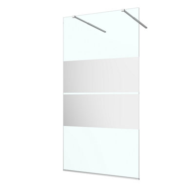 Goodhome Ledava Framed Chrome Mirror Fixed Walk-In Front Walk-In Shower Panel (H)195Cm (W)140Cm