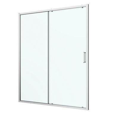 Goodhome Ledava Chrome Effect Clear Glass Sliding Shower Door (H)195Cm (W)160Cm