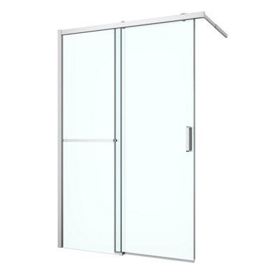 Goodhome Ledava Minimal Frame Chrome Clear Shower Door (H)195Cm (W)140Cm