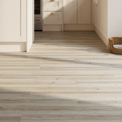 Goodhome Mambo Fancy White Distressed Wood Effect Synchronised Click Vinyl Planks, 2.17M²