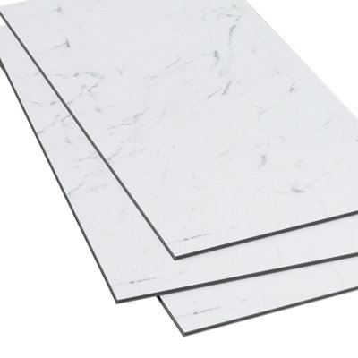 Goodhome Mambo White Natural Marble Effect Textured Click Vinyl Tile Sample