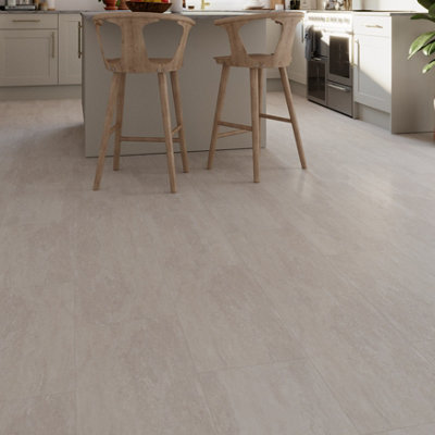 Goodhome Mambo Beige Natural Travertine Effect Textured Click Vinyl Tile, 2.23M²