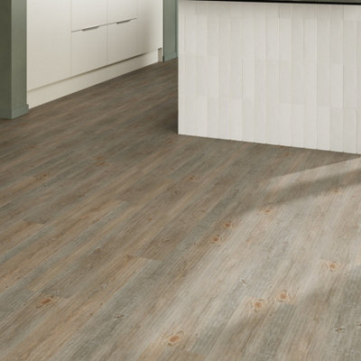 Goodhome Mambo Brown & Blue Distressed Wood Effect Synchronised Click Vinyl Planks, 2.17M²