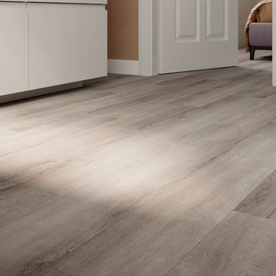 Goodhome Mambo Light Grey Natural Wood Effect Synchronised Click Vinyl Planks, 2.17M²
