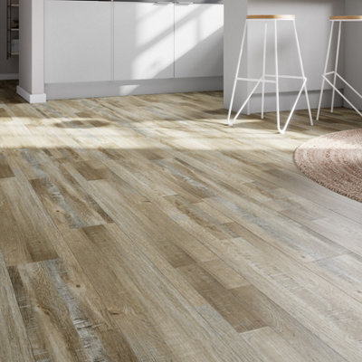 Goodhome Mambo Fancy Natural Multistrip Wood Effect Synchronised Click Vinyl Planks, 2.17M²
