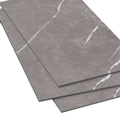 Goodhome Mambo Grey Natural Marble Effect Textured Click Vinyl Tile Sample