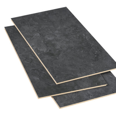 Goodhome Mambo Dark Grey Natural Slate Effect Textured Click Vinyl Tile Sample