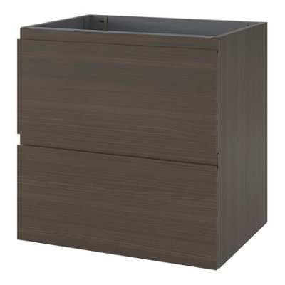 Goodhome Kentia Walnut Veneer Wall-Mounted Bathroom Cabinet (H) 600Mm (W) 600Mm