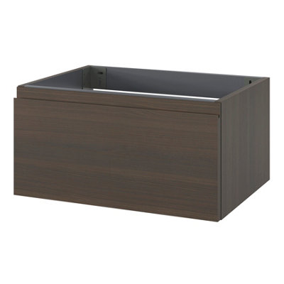 Goodhome Kentia Walnut Veneer Wall-Mounted Bathroom Cabinet (H) 300Mm (W) 600Mm