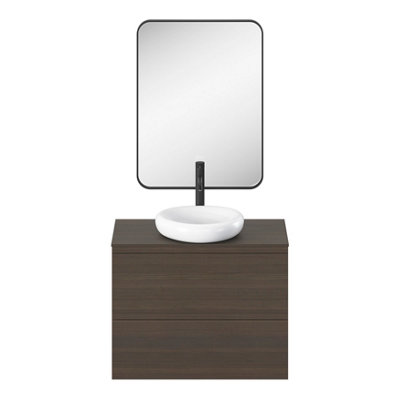 Goodhome Tisa Black Rectangular Wall-Mounted Bathroom Mirror (H)60Cm (W)80Cm