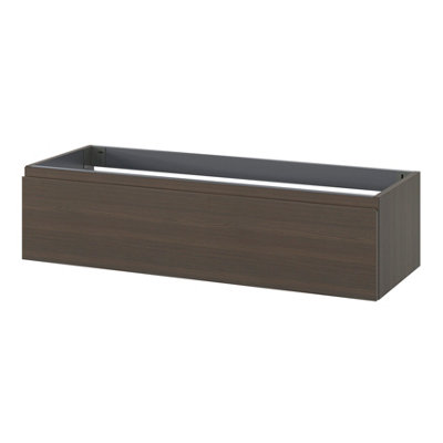 Goodhome Kentia Walnut Veneer Wall-Mounted Bathroom Cabinet (H) 300Mm (W) 1200Mm