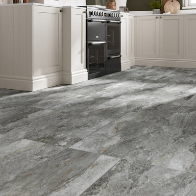 Goodhome Shaded Slate Anthracite Matt Porcelain Indoor Wall & Floor Tile, Pack Of 6, (L)300Mm (W)600Mm