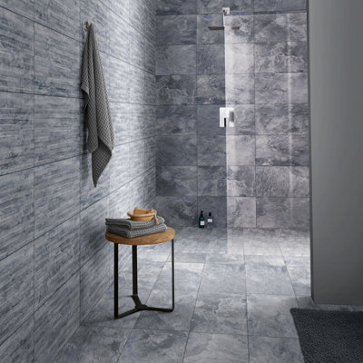 Goodhome Shaded Slate Grey Matt Porcelain Indoor Wall & Floor Tile, Pack Of 6, (L)300Mm (W)600Mm