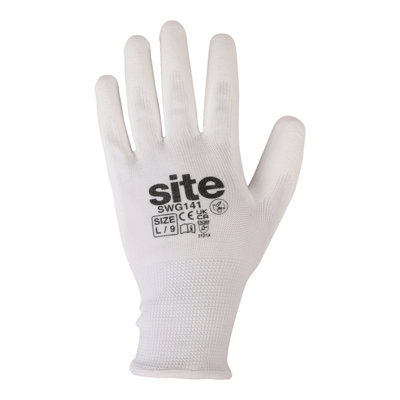Site Polyester (Pes) & Polyurethane (Pu) White Specialist Handling Gloves Large, Pair