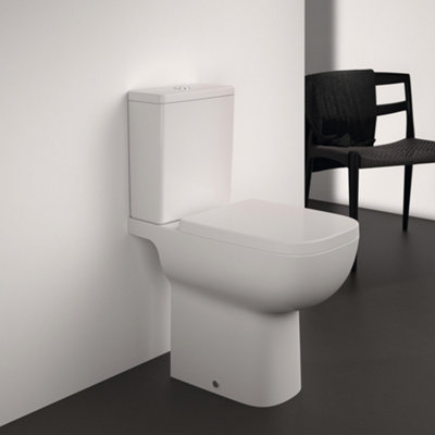 Ideal Standard I.life A White Rimless Square Comfort Height Open Back Toilet Set With Soft Close Seat & Close Coupled Cistern