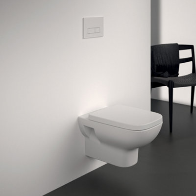Ideal Standard I.life A White Wall Hung Square Toilet With Soft Close Seat & Concealed Cistern