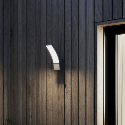 Goodhome Gambell Fixed Matt Dark Grey Mains-Powered (Wired) Integrated Led Outdoor Wall Light 1600Lm