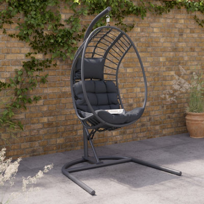 B&Q Maeria Dark Grey Metal Hanging Egg Chair