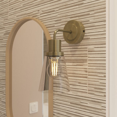 Goodhome Bobwhite Antique Brass Effect Wired Bathroom Wall Light