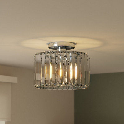 Goodhome Antpitta Glass & Metal Chrome Effect Led Bathroom Ceiling Light
