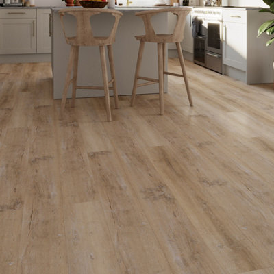 Goodhome Mambo Distressed Brown Rustic Wood Effect Synchronised Click Vinyl Planks, 2.17M²