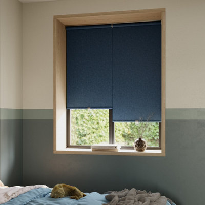 Goodhome Novan Cordless Blue Storm Blackout Roller Blind (W)60Cm (L)180Cm