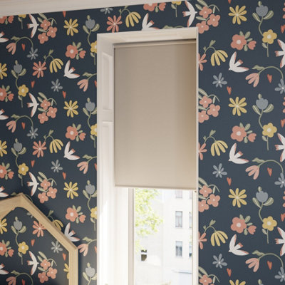 Goodhome Boreas Corded Pearl Grey Blackout Roller Blind (W)60Cm (L)180Cm