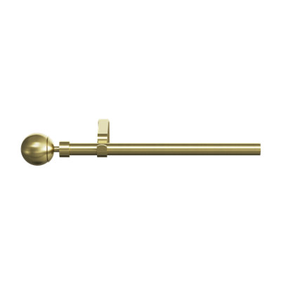 Goodhome Elasa Satin Brass Effect Extendable Ball Single Curtain Pole Set, (L)1200Mm-2100Mm (Dia)19Mm