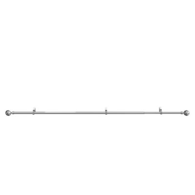 Goodhome Olympe Grey Chrome Effect Extendable Ball Single Curtain Pole Set, (L)1200Mm-2100Mm (Dia)19Mm