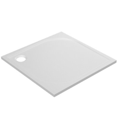 Goodhome Limski White Rectangular Left-Hand Drainer Shower Tray (L)800Mm (W)800Mm (H) 27Mm