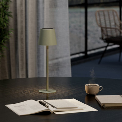 Goodhome Quelea Conical Matt Green Rechargeable Integrated Led Table Lamp