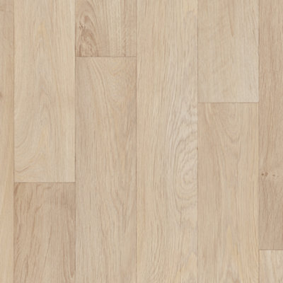 B&Q Precut Natural Narrow Plank Wood Effect Sheet Vinyl, 6M²