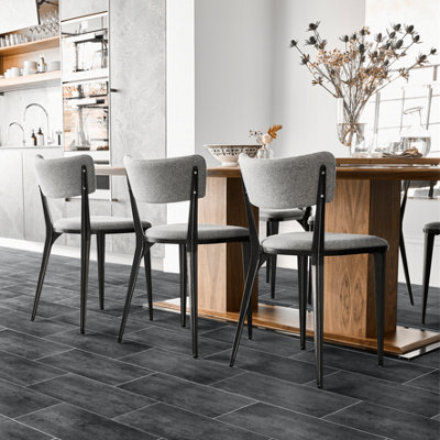 B&Q Precut Dark Grey & Blue Slate Tile Effect Sheet Vinyl, 6M²