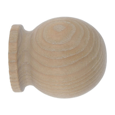 Goodhome Symi Natural Oak Effect Ash Ball Curtain Pole Finial (Dia)28Mm