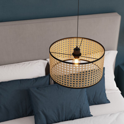 Goodhome Tonkin Natural & Black Round Lamp Shade (D)38Cm